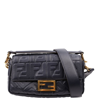 Fendi 8BR600uette FF Embossed Nappa Blue Bag