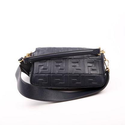 Fendi 8BR600uette FF Embossed Nappa Blue Bag
