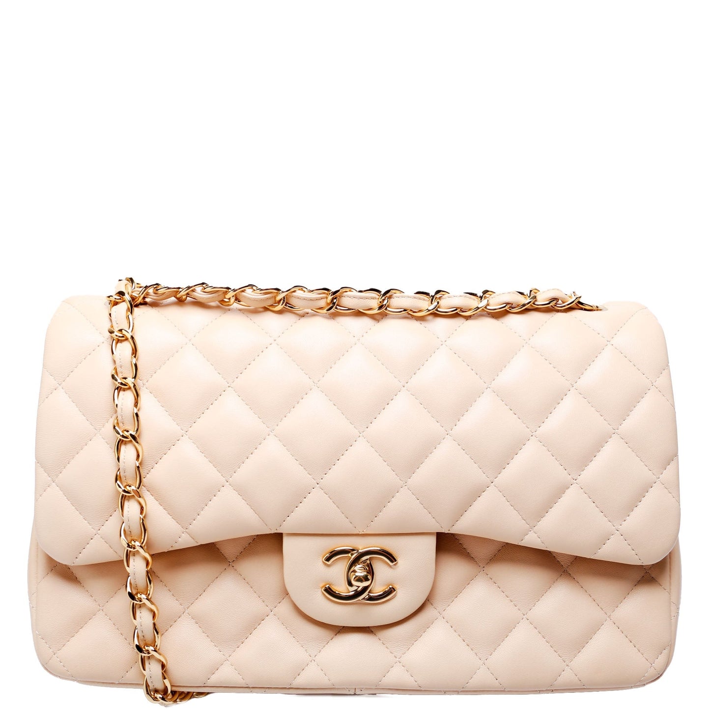 Chanel Classic Flap Jumbo Lambskin 24M Cream Bag