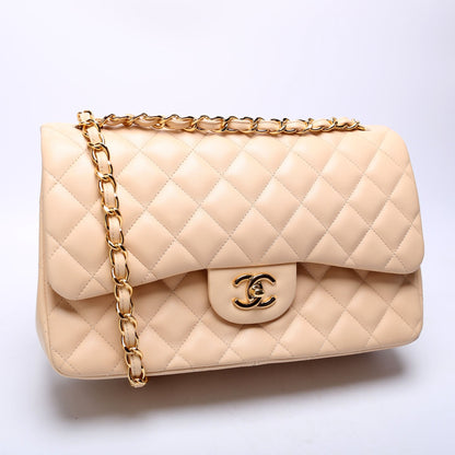 Chanel Classic Flap Jumbo Lambskin 24M Cream Bag