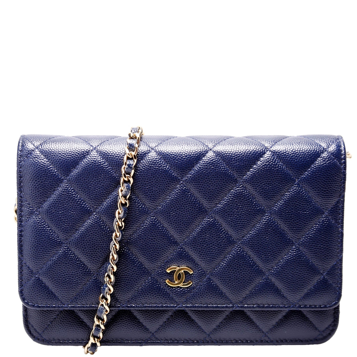 Chanel Wallet On Chain Quilted Caviar Blue Bag
