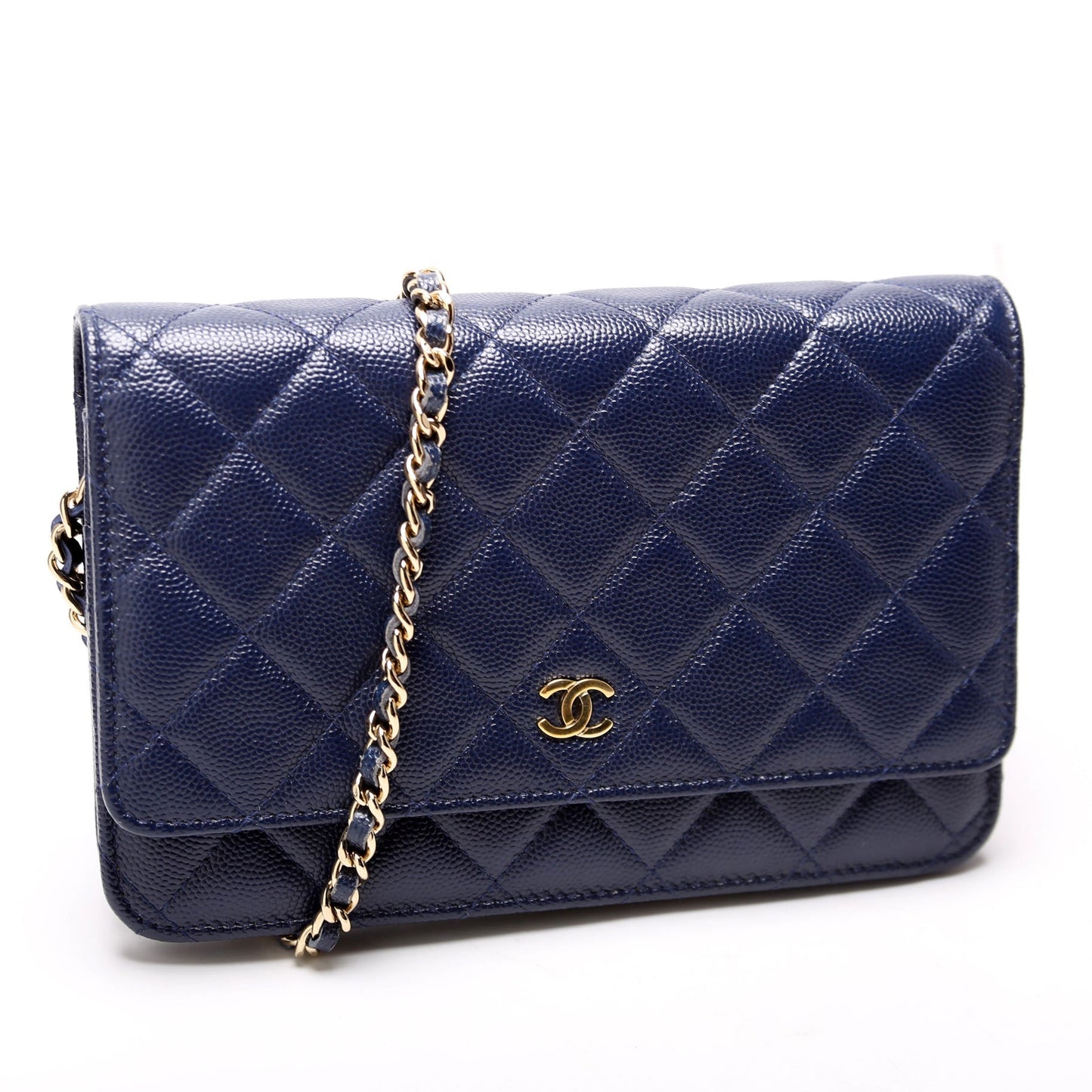 Chanel Wallet On Chain Quilted Caviar Blue Bag
