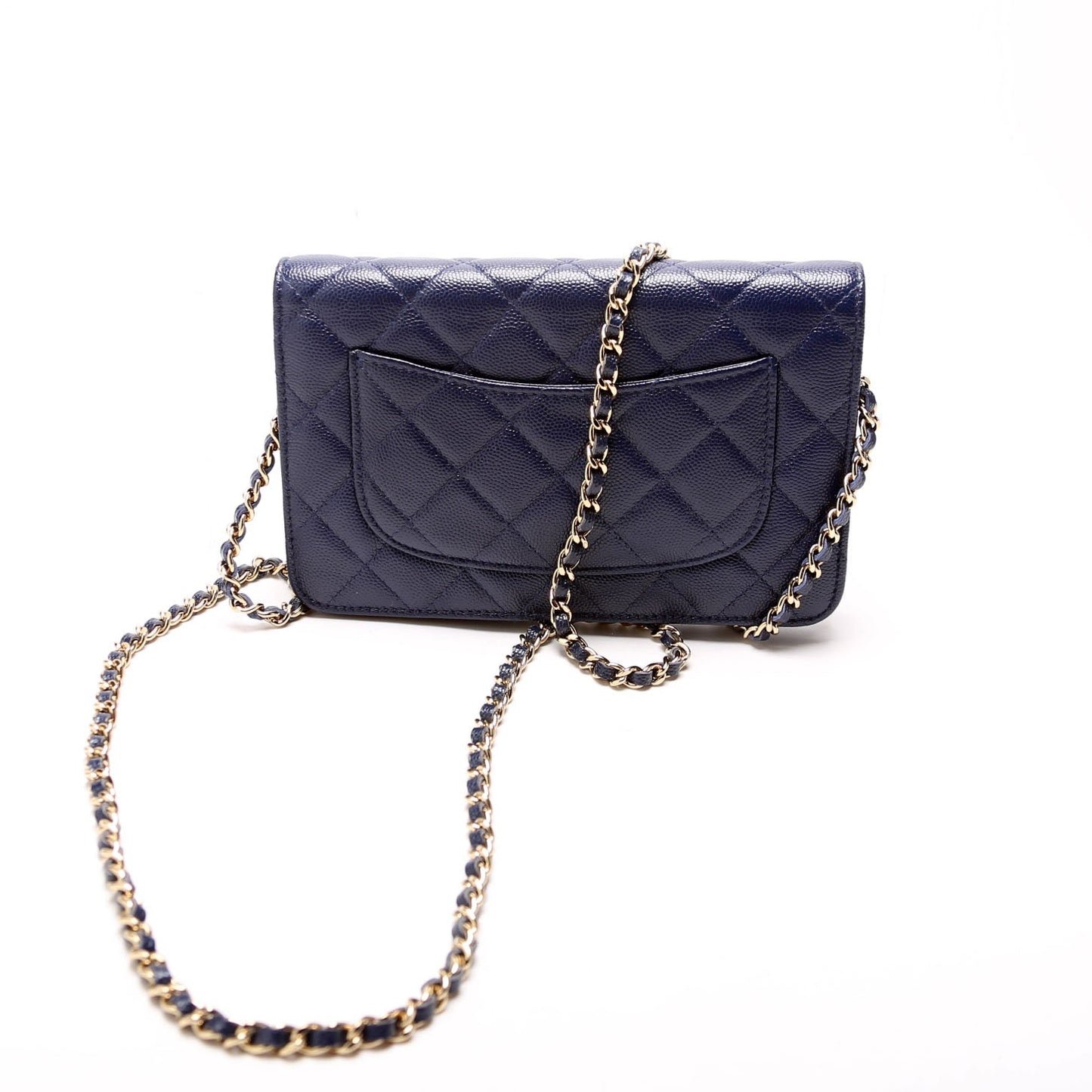 Chanel Wallet On Chain Quilted Caviar Blue Bag