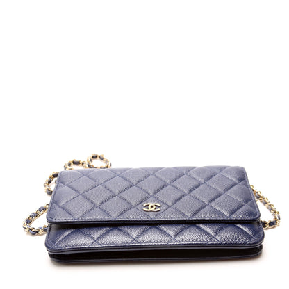 Chanel Wallet On Chain Quilted Caviar Blue Bag