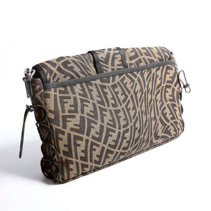 Fendi FF Zucca/Mesh Vertigouette Satchel Large Black/Brown Bag