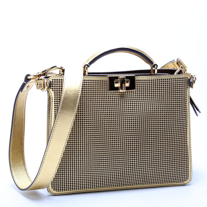 Fendi Fendance Peekaboo 'I See U' Metallic Meidum Gold Bag