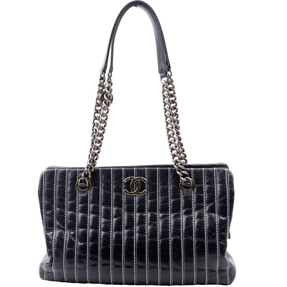 Chanel Vertical Quilt Tote 20M Navy Bag