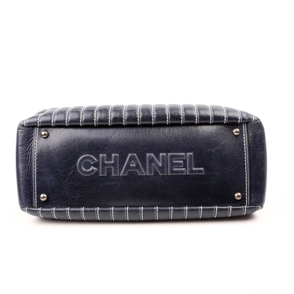 Chanel Vertical Quilt Tote 20M Navy Bag