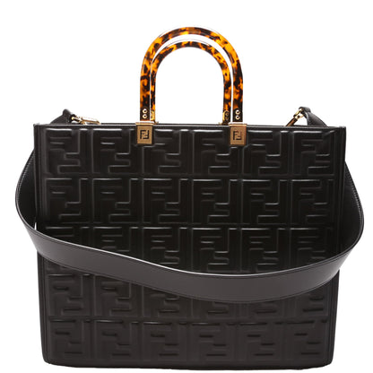 Fendi 8BH386 Sunshine Shopper Medium Leather Black Bag