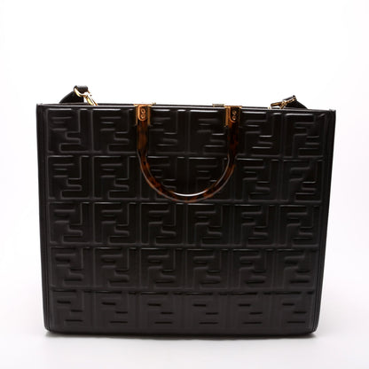 Fendi 8BH386 Sunshine Shopper Medium Leather Black Bag