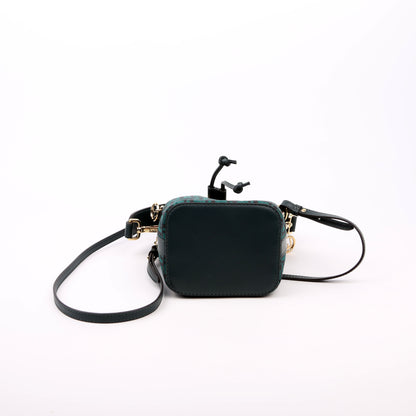 Fendi 8BS010 Mon Tresor Mini Bucket Leather Canvas FF Green Bag