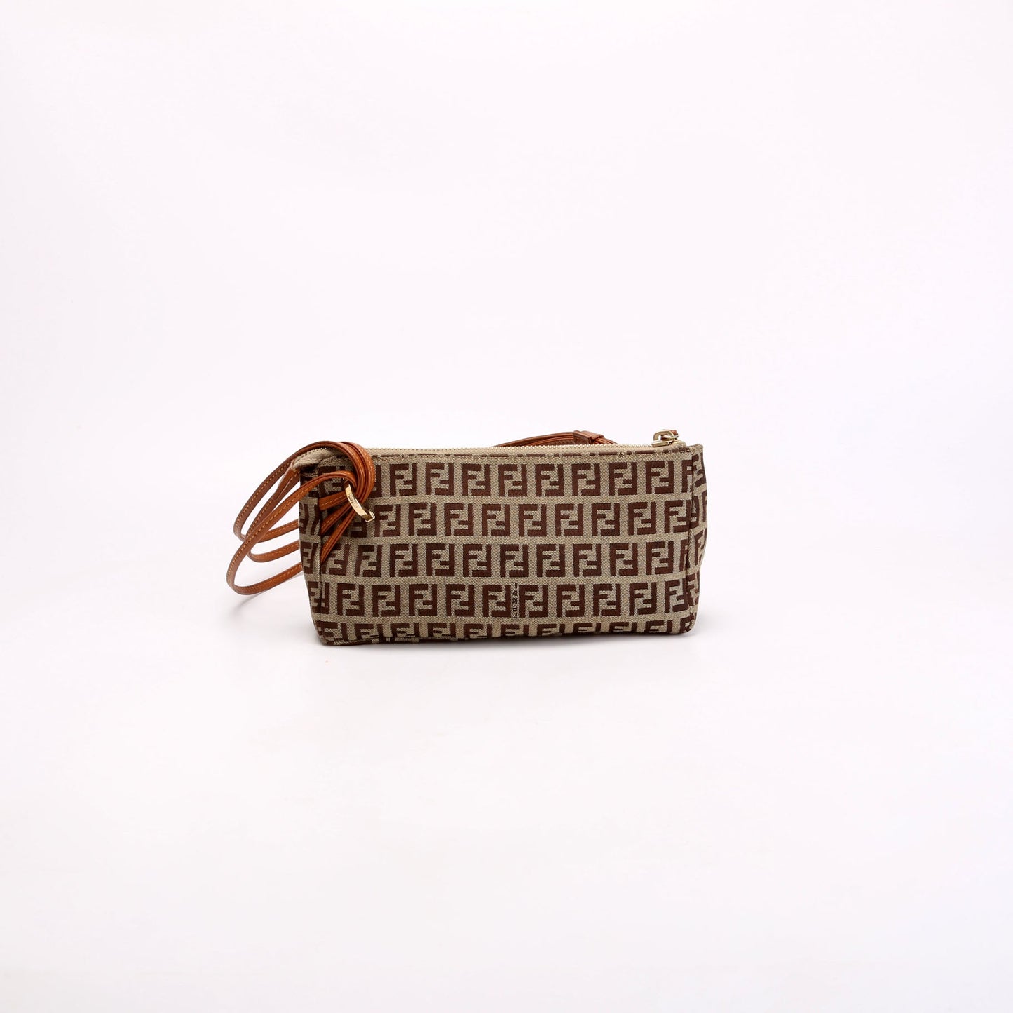 Fendi Zucchino Triple Strap Mini Pochette Brown/Beige Bag