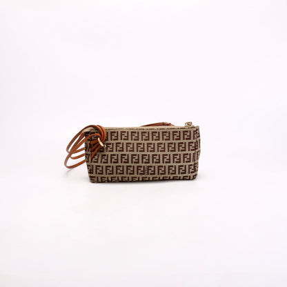 Fendi Zucchino Triple Strap Mini Pochette Brown/Beige Bag
