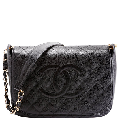 Chanel Timeless CC Medium Chain Flap Quilted Caviar 8M Black Bag