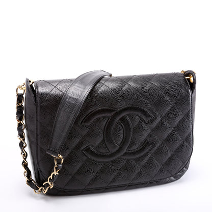 Chanel Timeless CC Medium Chain Flap Quilted Caviar 8M Black Bag