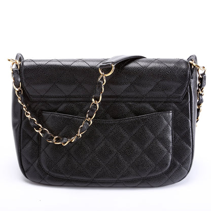 Chanel Timeless CC Medium Chain Flap Quilted Caviar 8M Black Bag