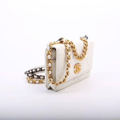 Chanel 19 WOC Quilted Lambskin 30M White Bag