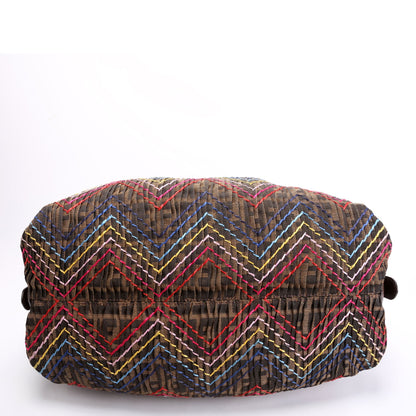 Fendi 8BR579 Pleated Zucca Embroidered Doctor B Hobo Brown/Multicolor Bag