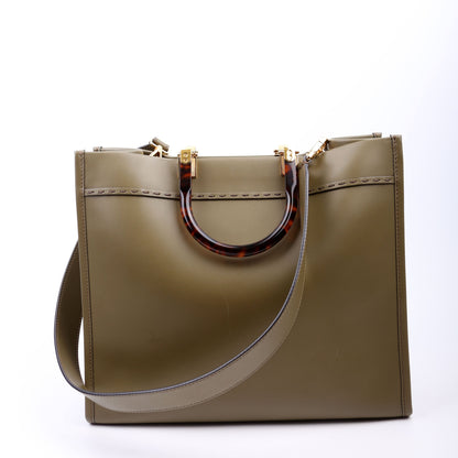 Fendi 8BH386 Sunshine Shopper Medium Leather Green Bag