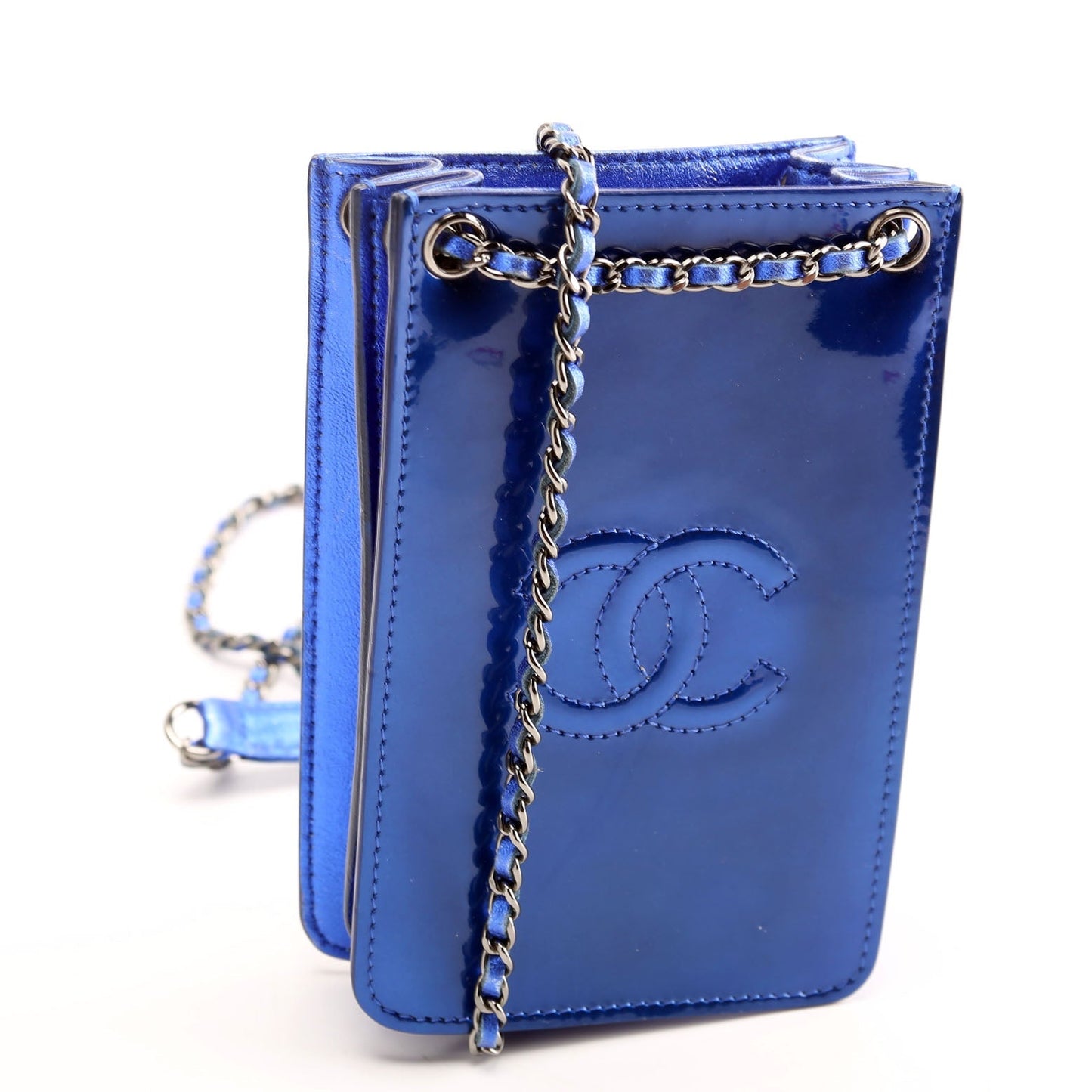 Chanel CC Phone Holder Patent 19M Blue Bag