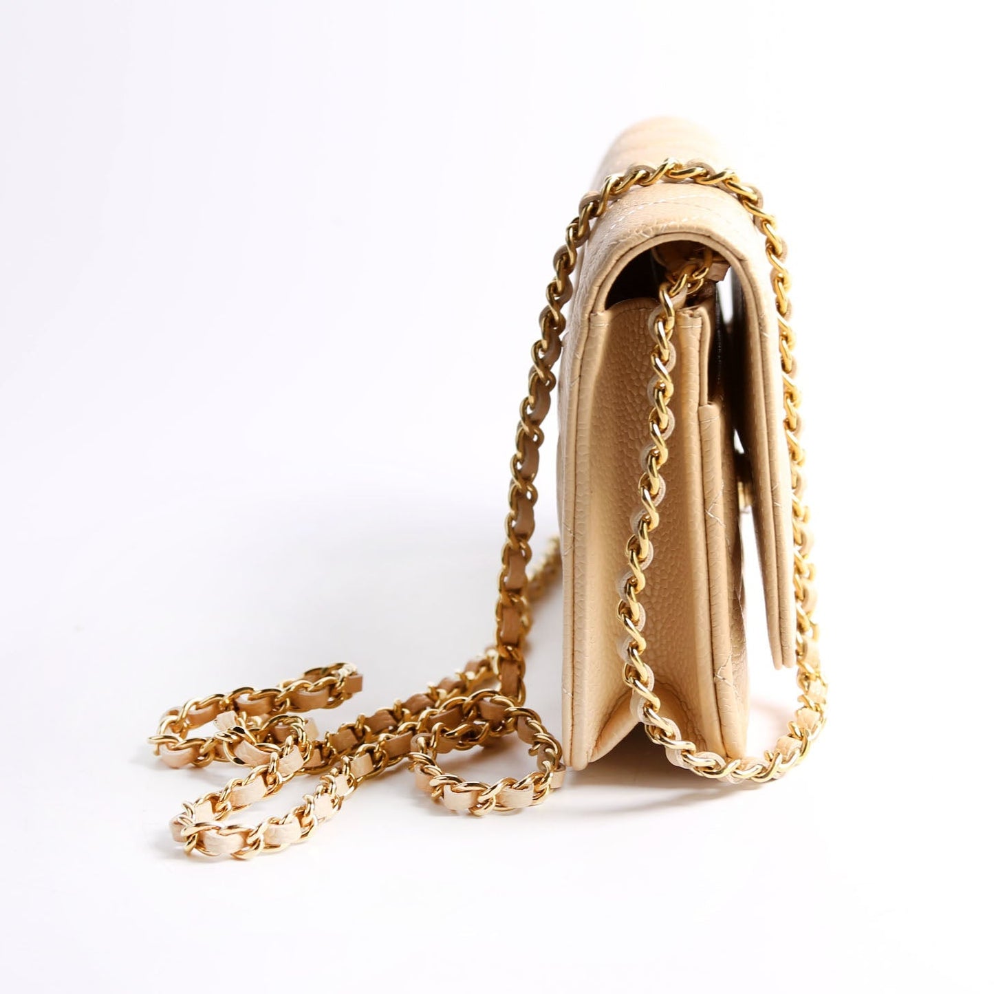 Chanel Wallet On Chain Classic Quilted Caviar RFID Biege Bag