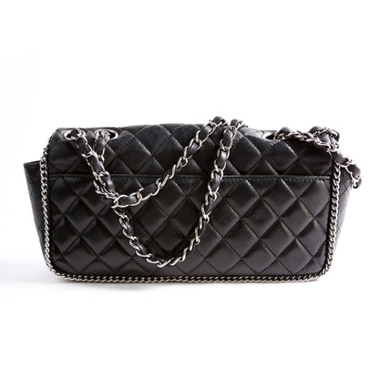 Chanel Chain Around East/West Flap Lambskin 11M Black Bag