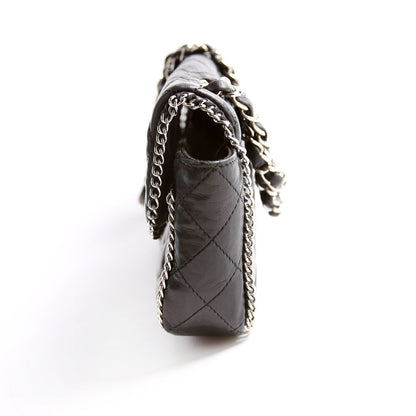 Chanel Chain Around East/West Flap Lambskin 11M Black Bag