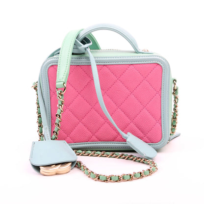 Chanel Mini Filigree Vanity Case 26M Green/Pink Bag
