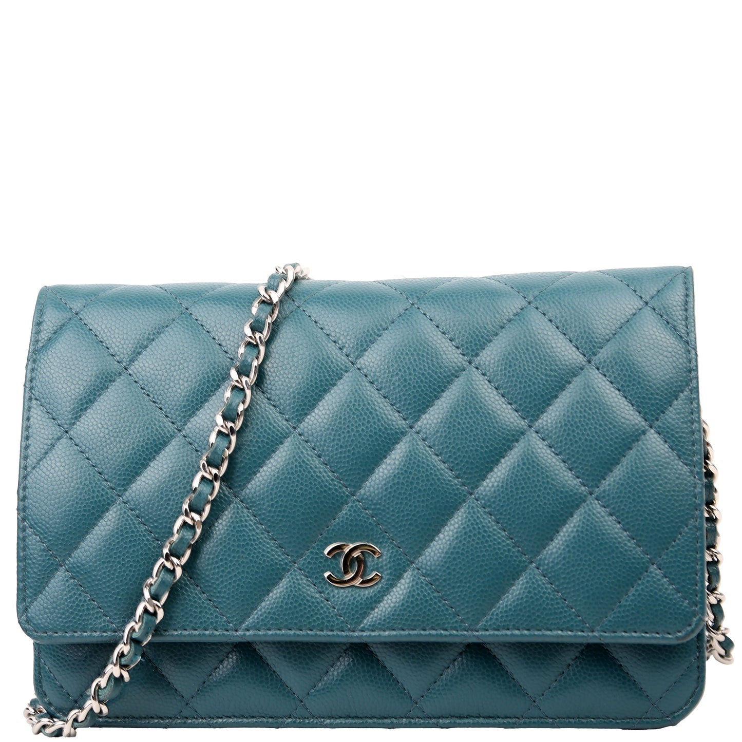 Chanel WOC Classic Quilted Caviar Teal Bag