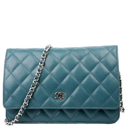 Chanel WOC Classic Quilted Caviar Teal Bag