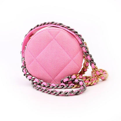 Chanel 19 Round Clutch Denim 31M Pink Bag