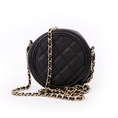 Chanel Filigree Round Crossbody 29M Black Bag