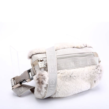 Chanel Sport Ligne Mini Duffle Rabbit Fur 10M Grey Bag