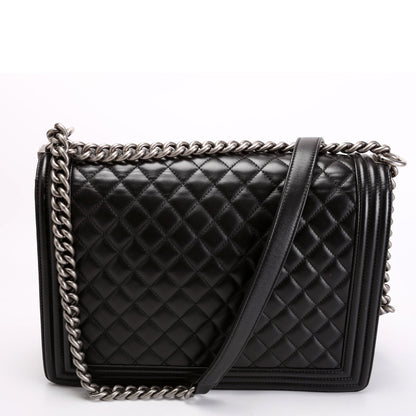 Chanel Boy Flap Large Lambskin Black/Silver Bag
