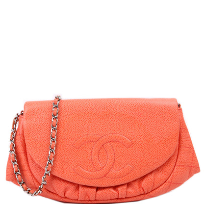 Chanel Wallet On Chain Half Moon Caviar Orange Bag