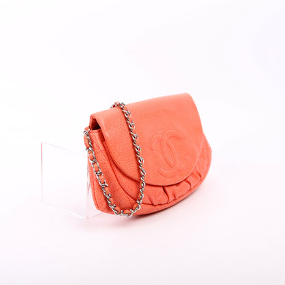Chanel Wallet On Chain Half Moon Caviar Orange Bag
