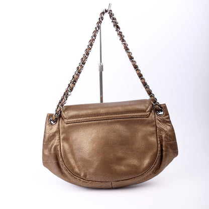 Chanel Half Moon Flap Caviar 12M Gold Bag