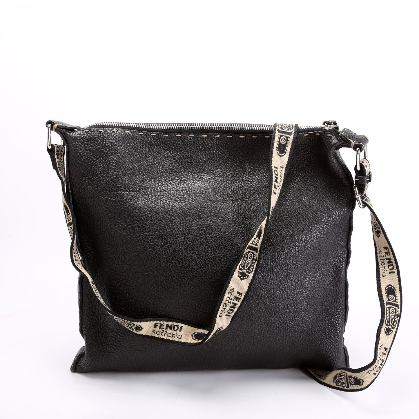 Fendi Cuoio Romano Selleria Messenger Black Bag