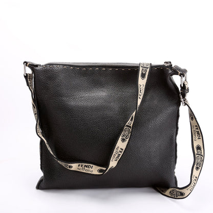 Fendi Cuoio Romano Selleria Messenger Black Bag
