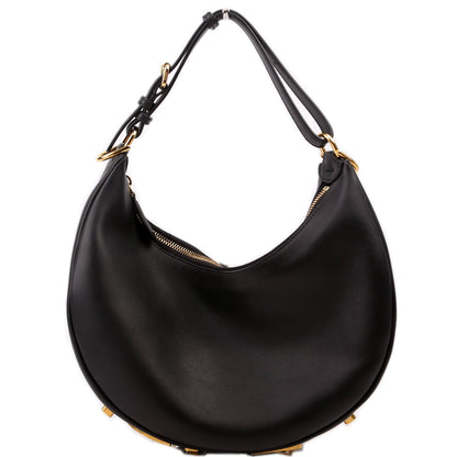 Fendi graphy Small Leather Hobo Black Bag