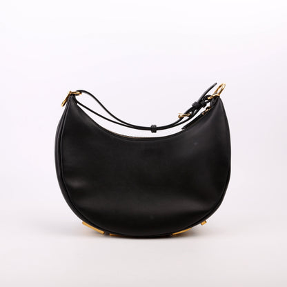 Fendi graphy Small Leather Hobo Black Bag