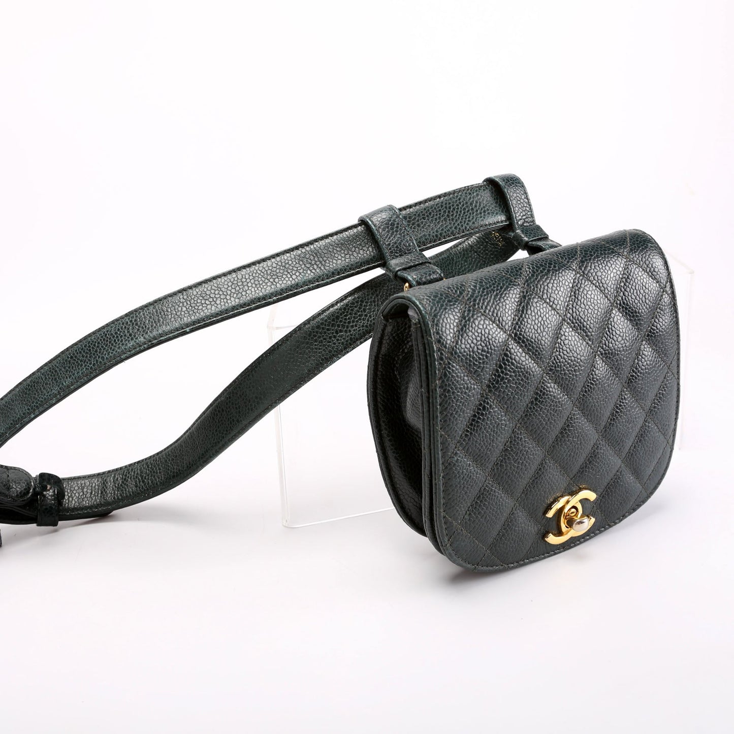 Chanel CC Turnlock Waist Belt Vintage Size 75/30 Green Bag
