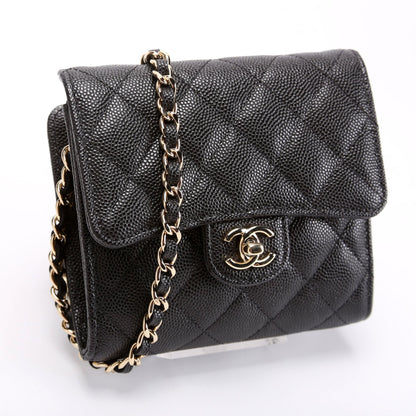 Chanel CC Flap Card Holder On Chain Caviar RFID Black Bag
