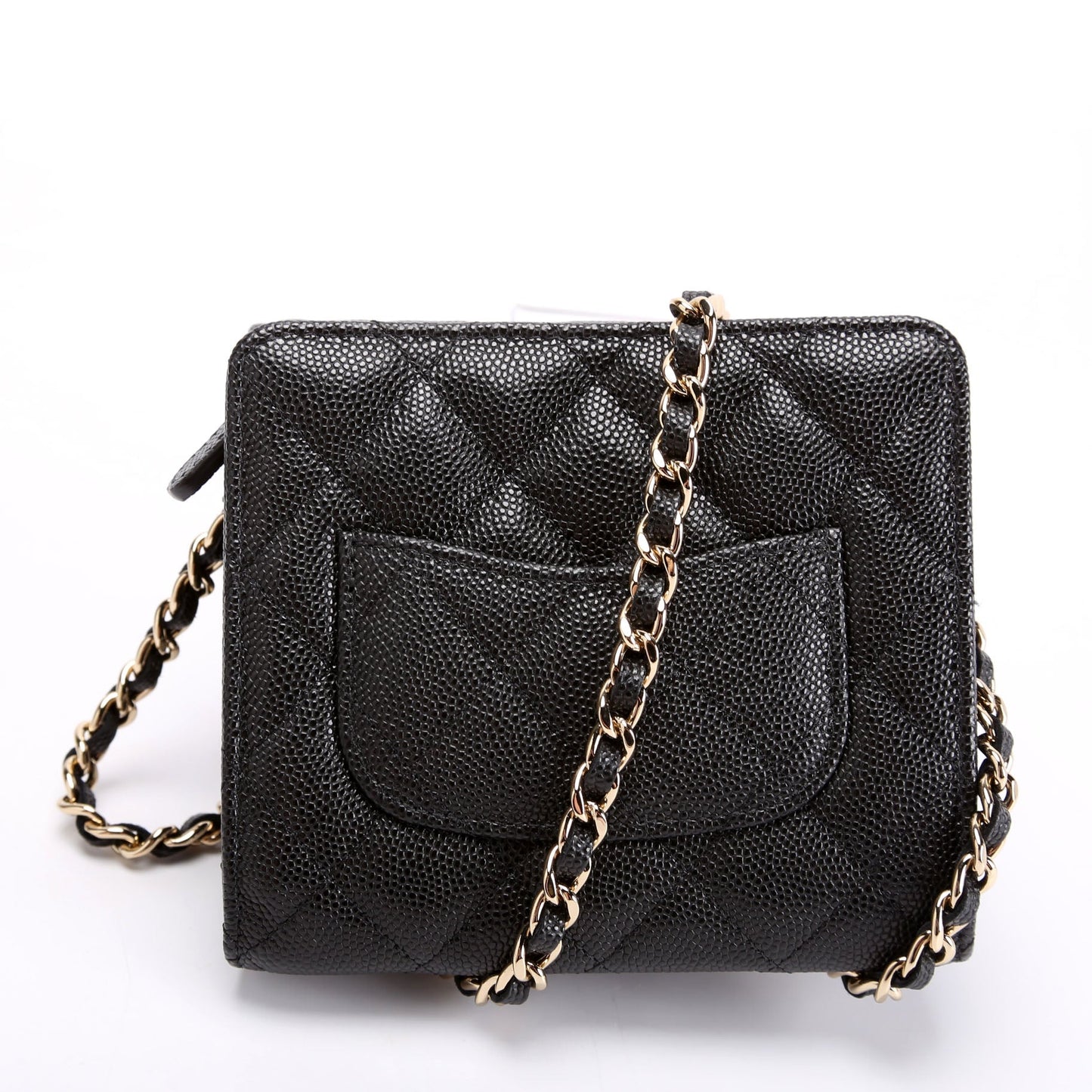 Chanel CC Flap Card Holder On Chain Caviar RFID Black Bag