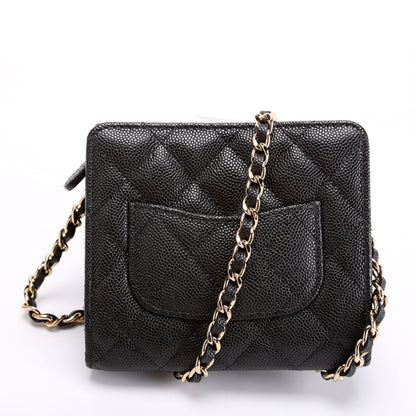 Chanel CC Flap Card Holder On Chain Caviar RFID Black Bag