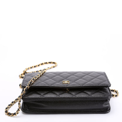 Chanel Wallet On Chain Classic Quilted Caviar RFID Black Bag