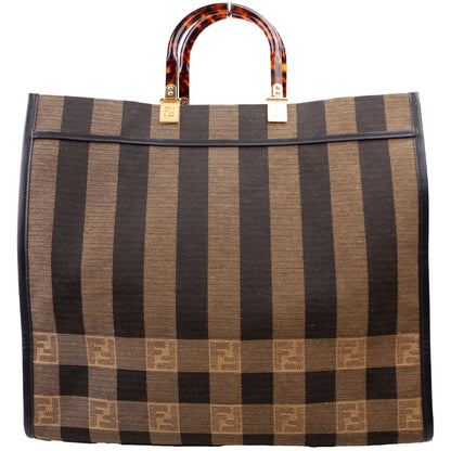 Fendi 8BH372 Sunshine Shopper Pequin Canvas Bag