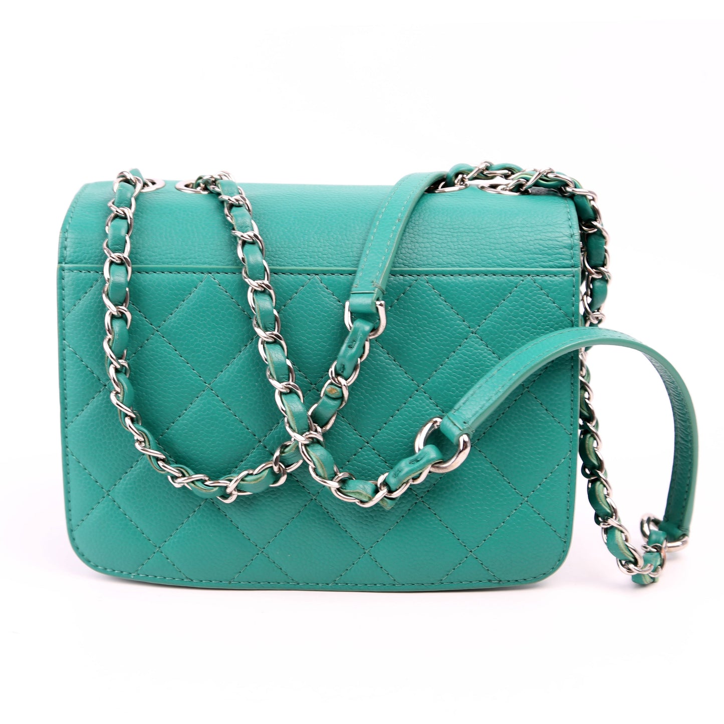 Chanel CC Box Flap Small Quilted Caviar 23M Green Bag
