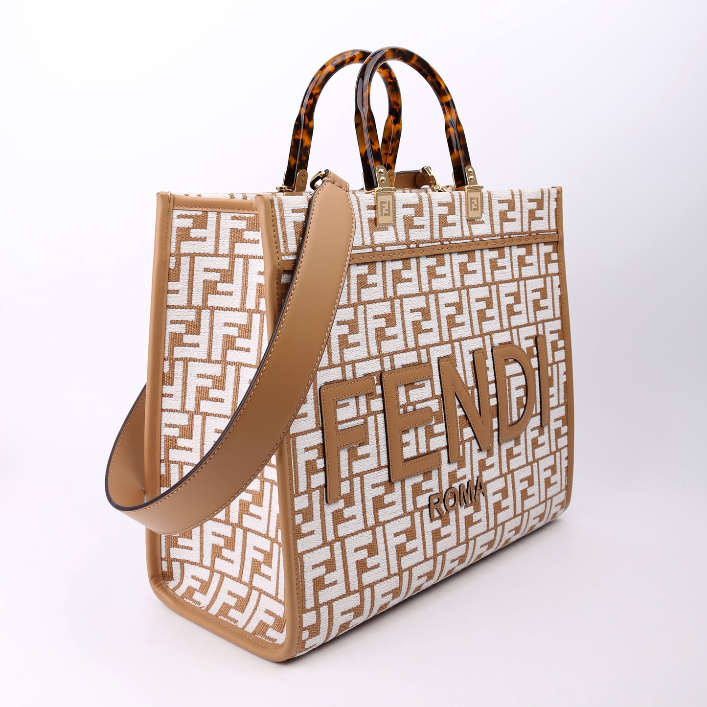 Fendi 8BH386 Sunshine Shopper Medium Raffia Bag