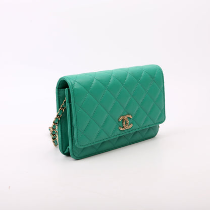 Chanel WOC Classic Quilted Caviar RFID Green Bag